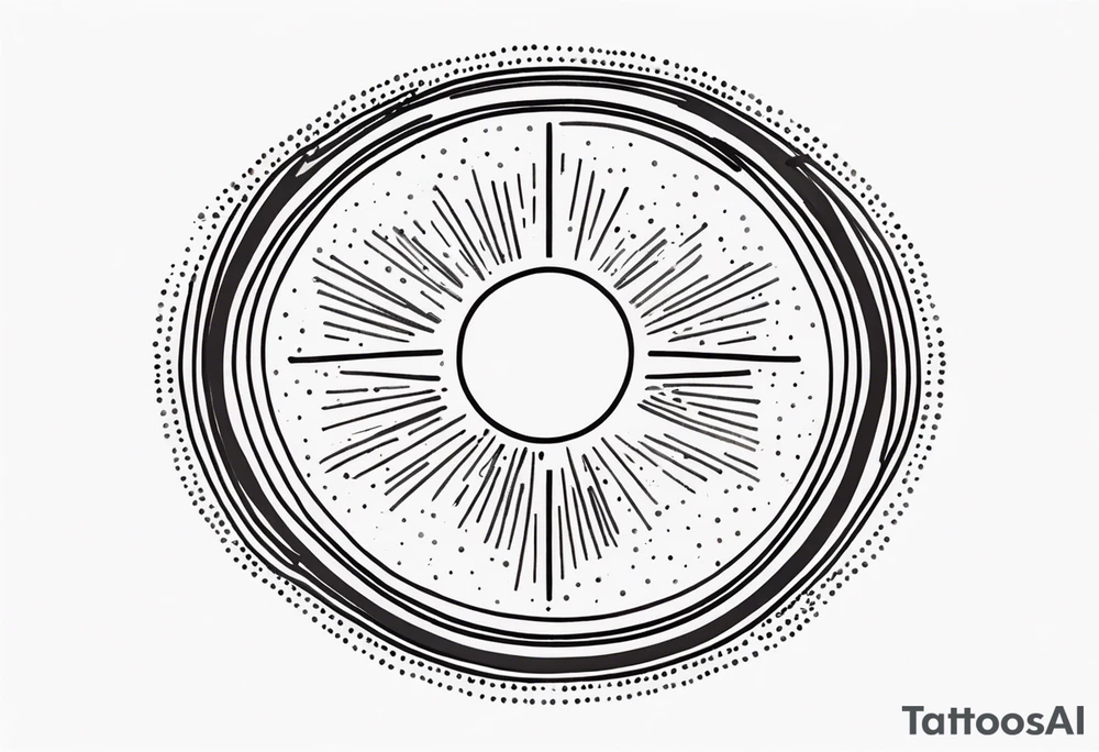 simplistic sun made of black dots tattoo idea