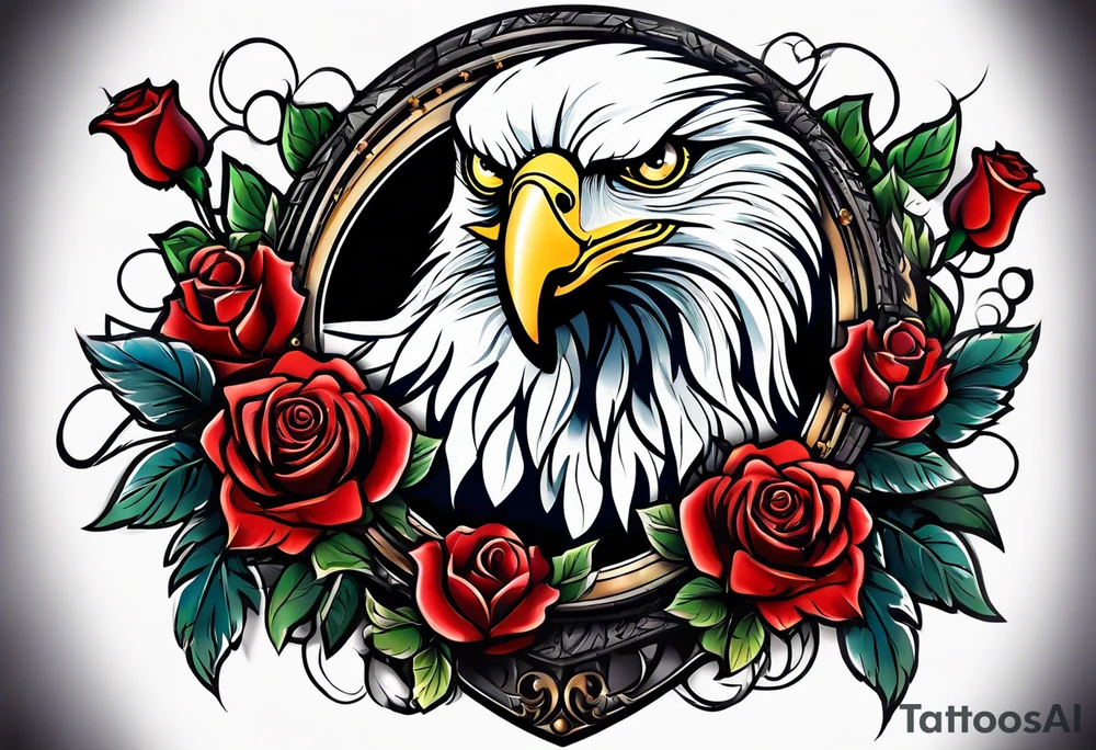 eagle, rose, clock , love tattoo idea