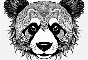 A black and white panda bear head zoomed in tattoo idea