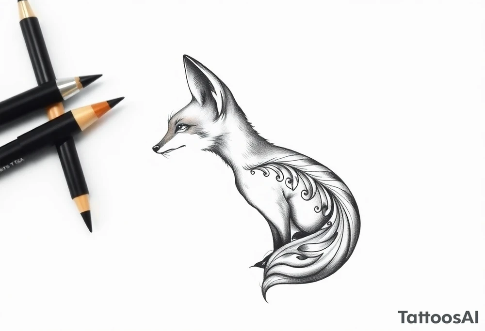 cute innocent fox tattoo idea