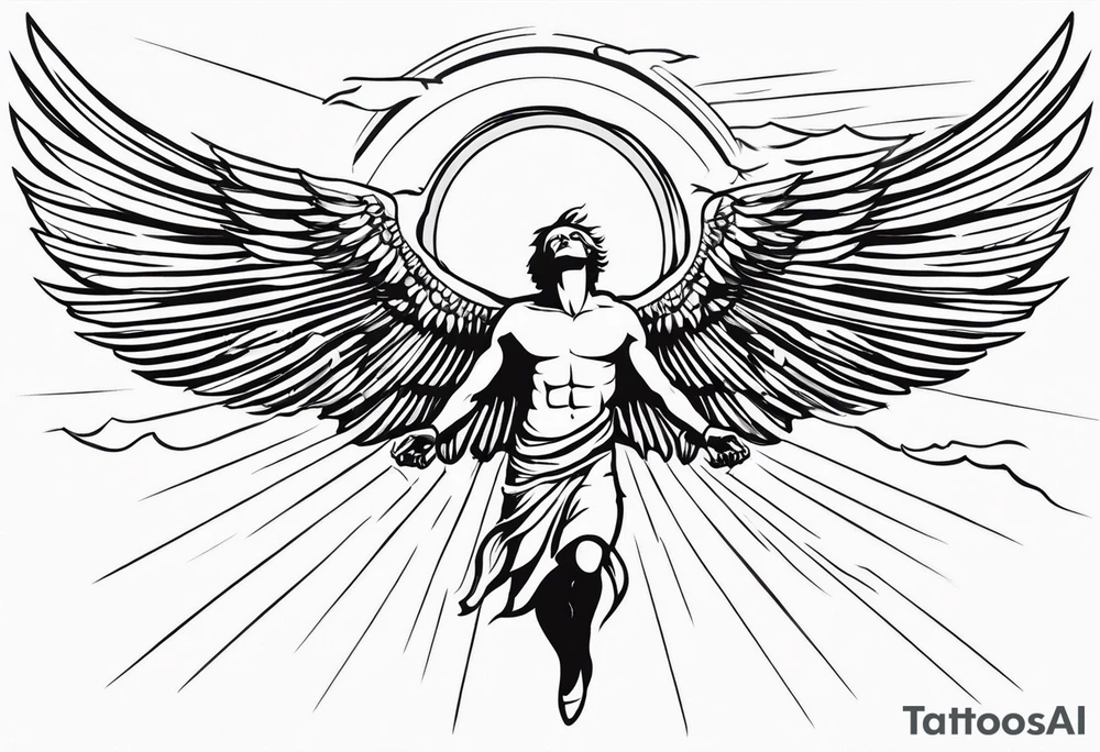 Icarus's myth flying too close to the sun tattoo idea