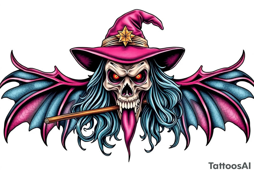 Dangerous witch tattoo idea