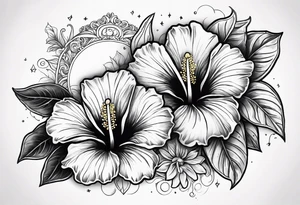 hibiscus flowers with moon and sun something inspirational and meaning for the forearm tattoo idea