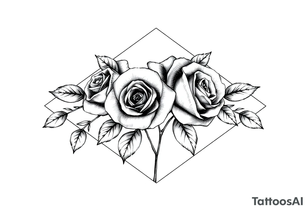Small Roses in a diamond shape tattoo idea