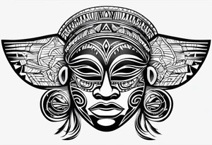 West African tribal mask tattoo idea
