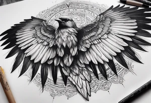 arm sleeve tattoo, bird wings tattoo idea