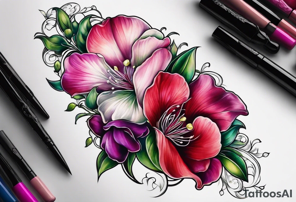 sweet peas design tattoo idea