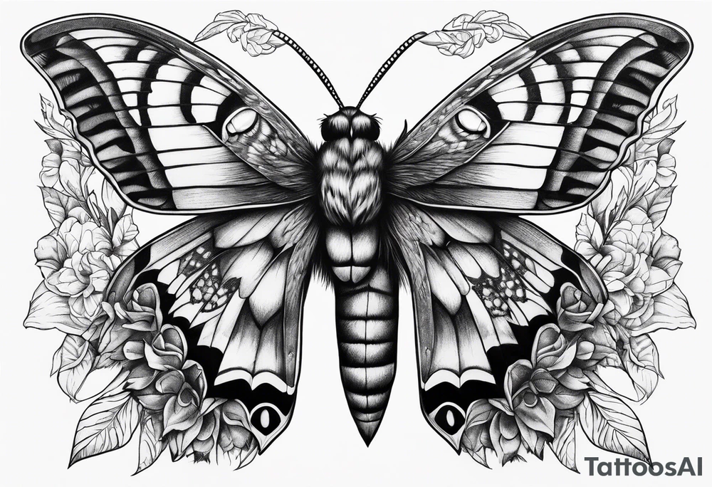 Death hawk moth with owl eyes in the wings tattoo idea