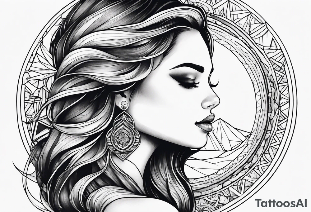 Mulher e lua tattoo idea