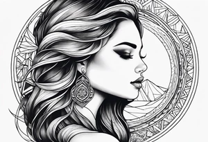 Mulher e lua tattoo idea