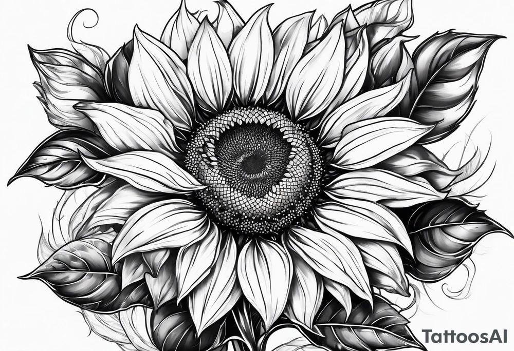sketch sunflower gentle non dark tattoo idea