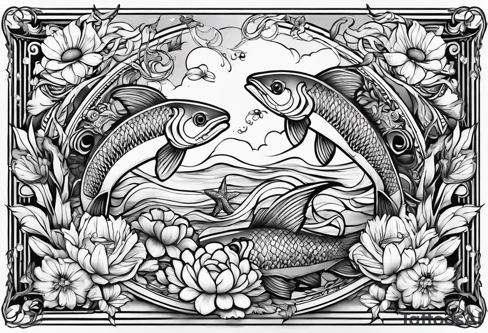 pisces and daisy tattoo idea