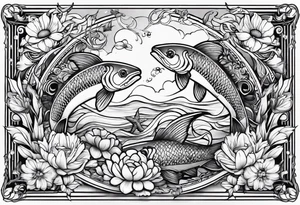 pisces and daisy tattoo idea