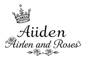 Small size Kings crown above the name Aiden and roses tattoo idea