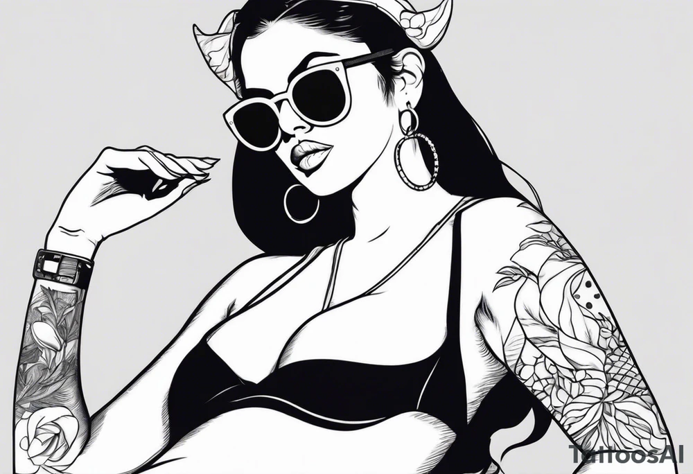 woman with big titts, capricorn with sunglasses tattoo idea