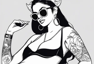 woman with big titts, capricorn with sunglasses tattoo idea