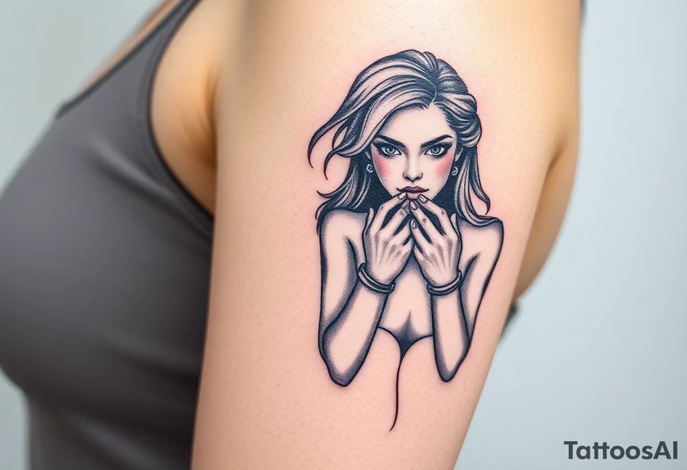 A tattoo depicting a woman bound and gagged tattoo idea
