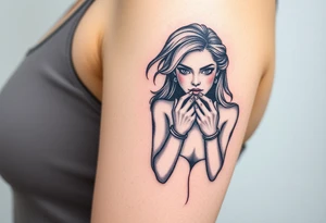 A tattoo depicting a woman bound and gagged tattoo idea