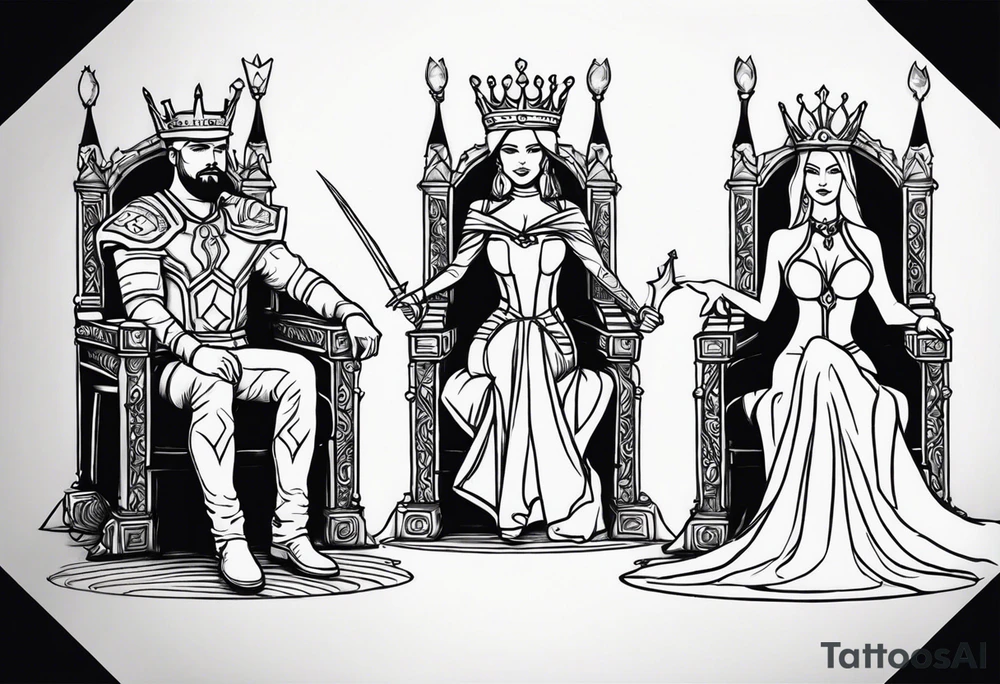 king and queen on thrones tattoo idea