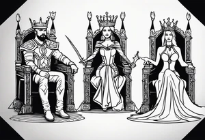 king and queen on thrones tattoo idea