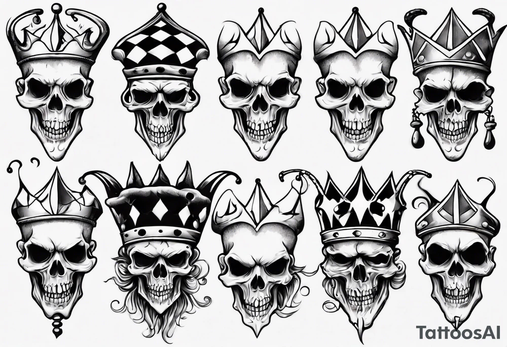 Court jester skull tattoo idea