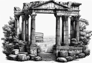 ancient ruins of Rome tattoo idea