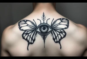Throat tattoo eye with butterfly wings around it tattoo idea