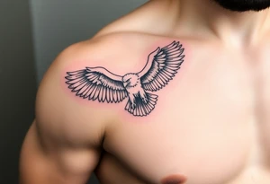 majestic eagle spreading wings against mountain peaks tattoo idea