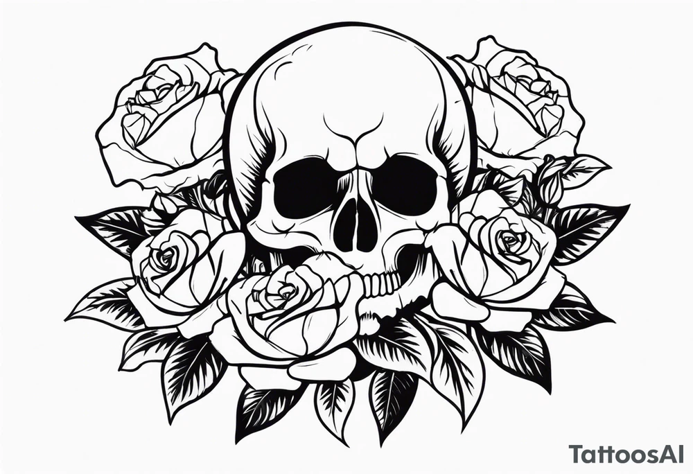 skull and roses tattoo idea