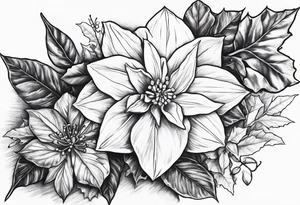 Narcissus, Poinsettia, and Holly tattoo idea