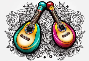 2 colorfull swinging maracas with cuban star tattoo idea