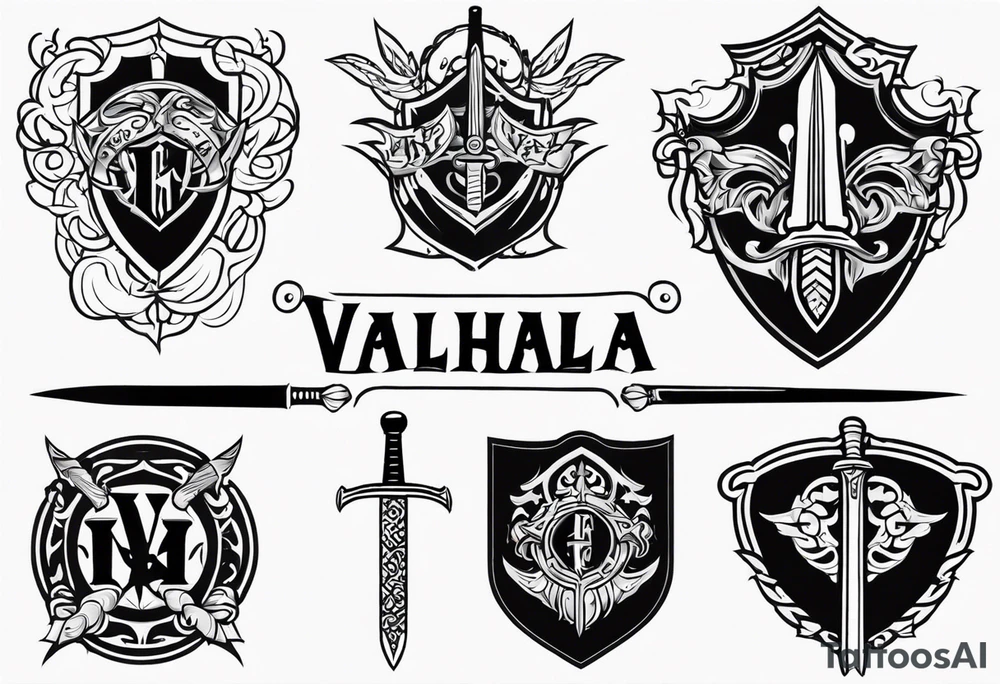 Valhalla fire sword shield tattoo idea
