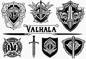 Valhalla fire sword shield tattoo idea