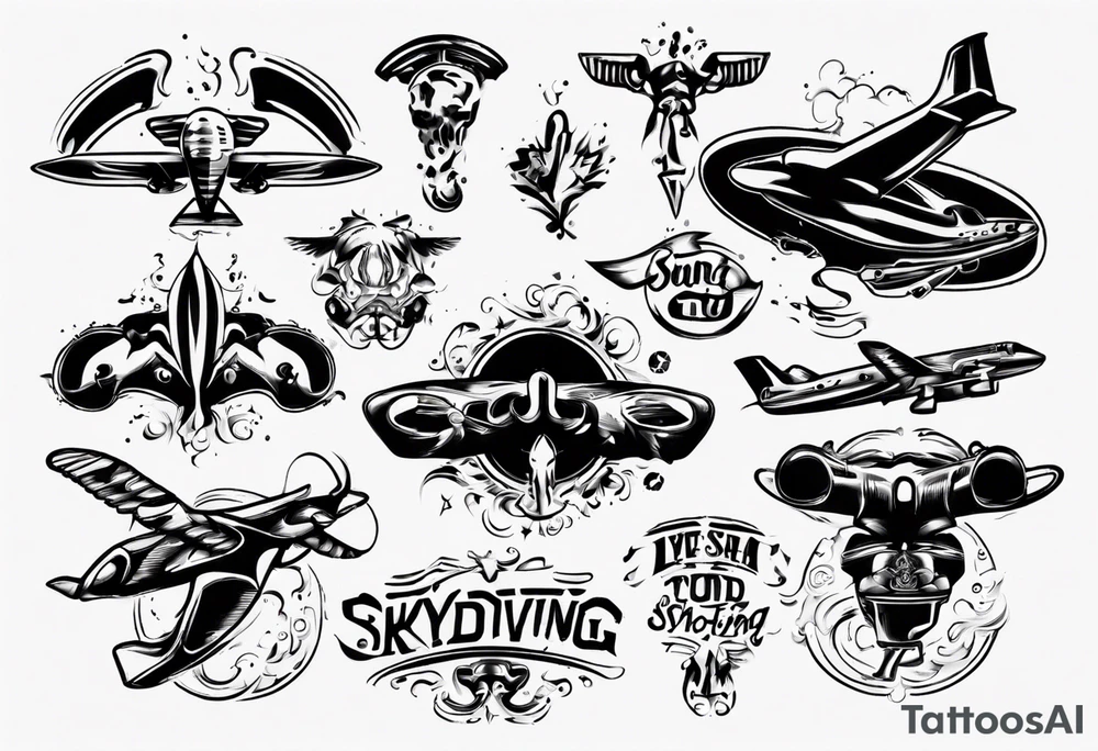 skydiving and shooting guns tattoo idea