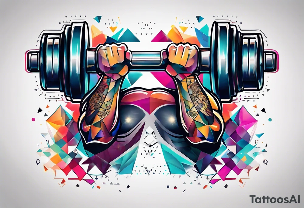 Dumbbell and strength mindset tattoo idea