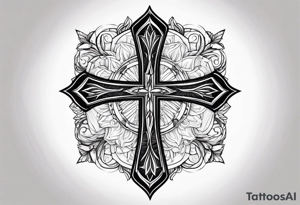 Powerful majestic cross tattoo idea