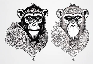 traditional japanese art monkey tattoo idea