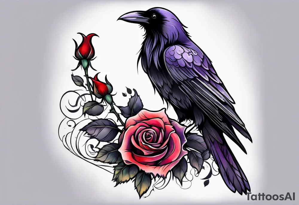 Raven holding  rose    arm tattoo tattoo idea