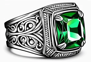 Emerald tattoo ring finger wedding band tattoo idea