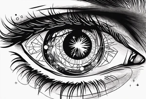 men's eye with universe reflection in the iris tattoo idea
