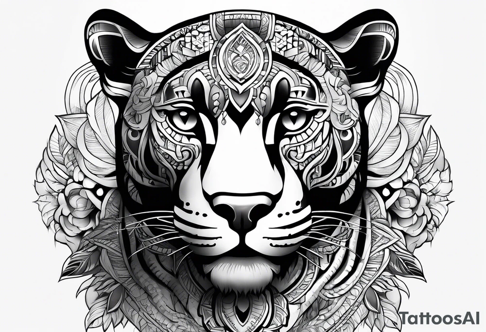 aztec black jaguar sitting tattoo idea