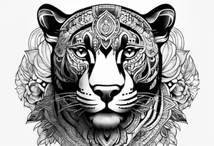 aztec black jaguar sitting tattoo idea