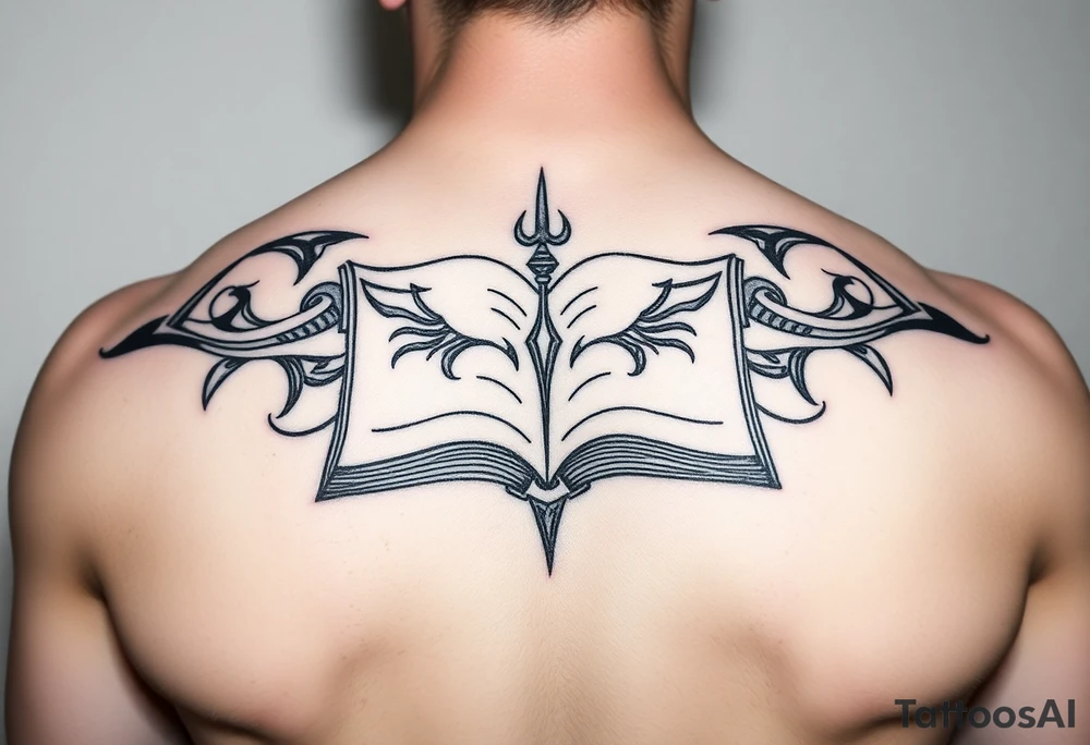 tribal open book tattoo idea