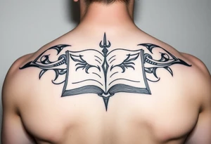 tribal open book tattoo idea