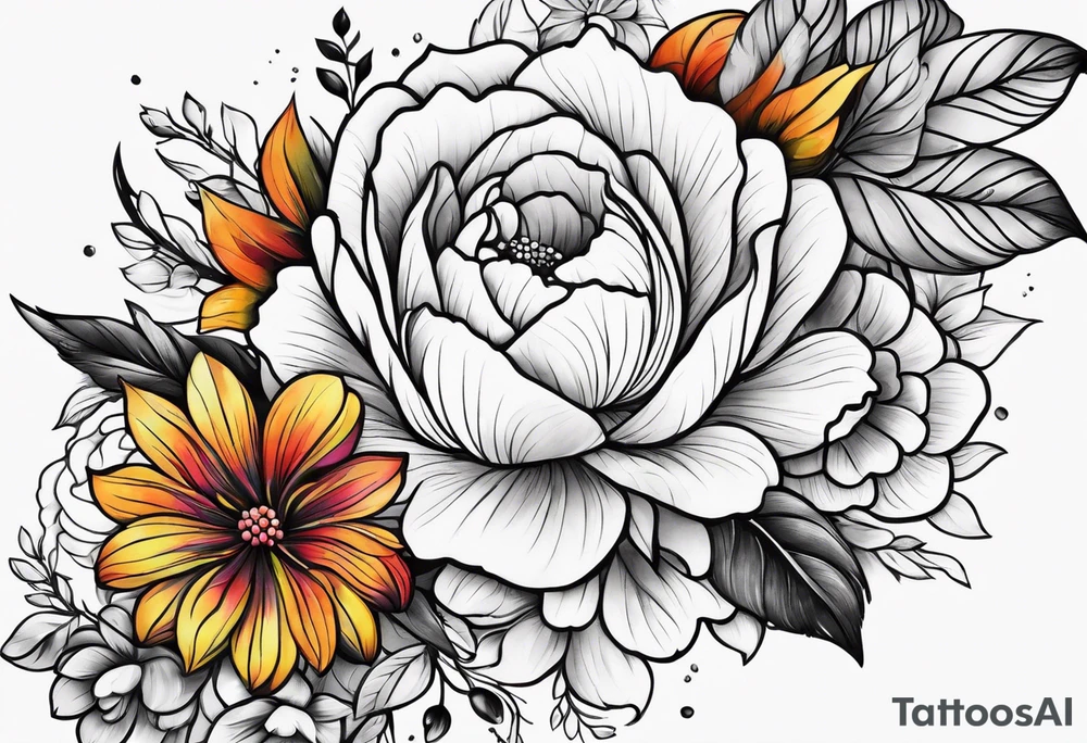 Arm tattoo of colorful flowers tattoo idea