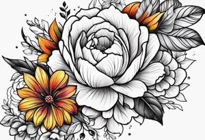 Arm tattoo of colorful flowers tattoo idea