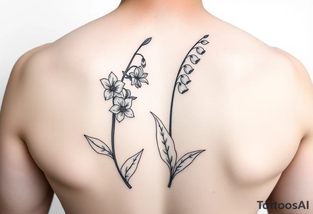 Larkspur and lily of the valley tattoo idea
