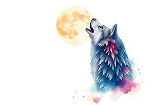 Wolf howling to the moon tattoo idea
