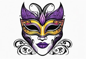 Unhappy Masquerade mask that is purple and black  with smoke tattoo idea