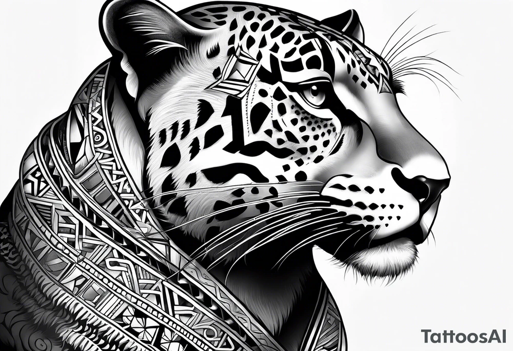 aztec black jaguar sitting tattoo idea